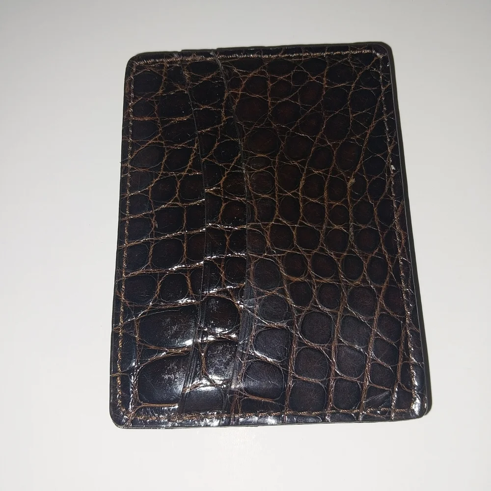 Bosca Vintage Croco Deluxe Front Pocket Wallet